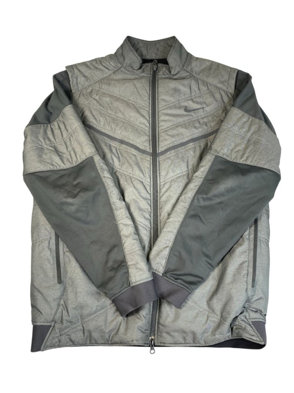 Nike Golf Therma-FIT Jacket Mens L Gray Full Zip Insulated Performance Golf